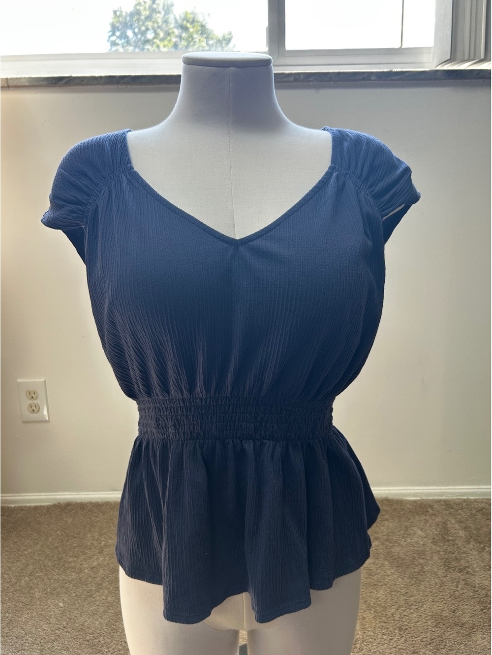Navy Old Navy Peplum Blouse